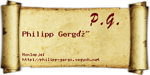 Philipp Gergő névjegykártya